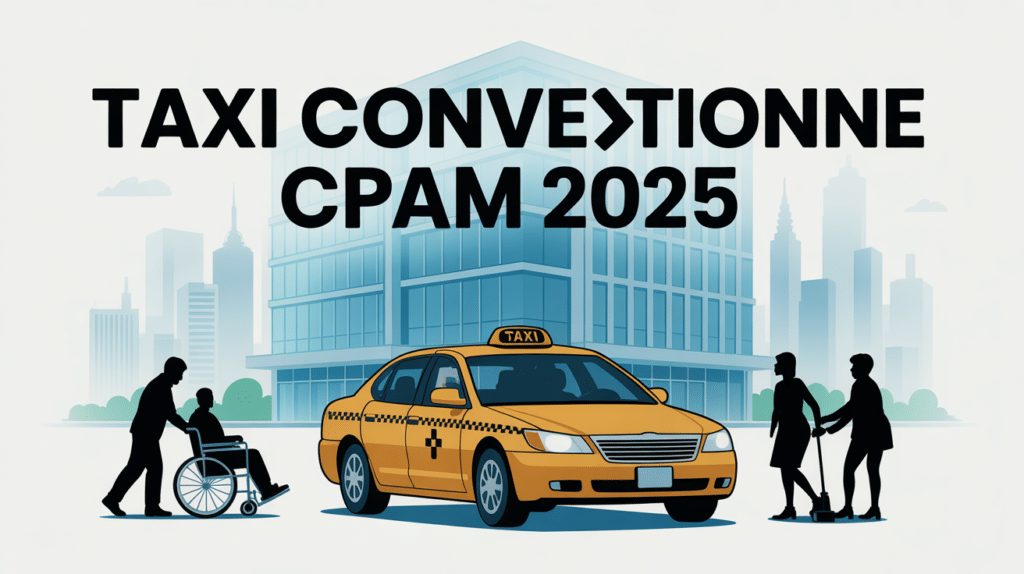 taxi conventionne CPAM 2025 devant batiment administratif