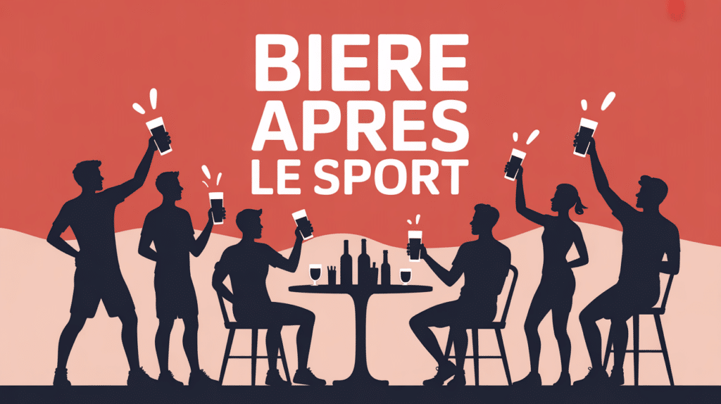 Scène conviviale après sport avec amis et verres de bière