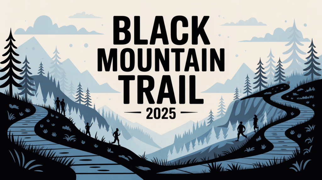 Paysage sauvage Montagne Noire avec coureurs sur sentiers Black Mountain Trail 2025