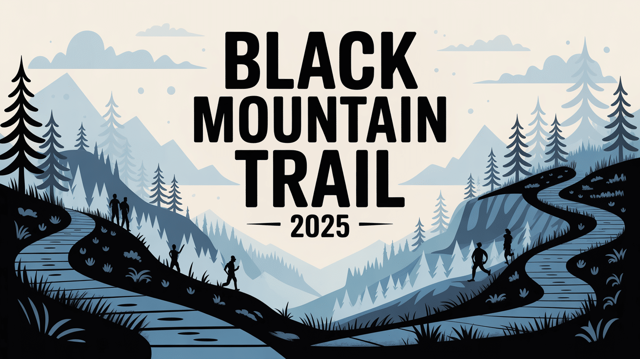 Paysage sauvage Montagne Noire avec coureurs sur sentiers Black Mountain Trail 2025