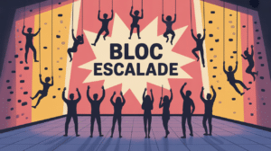 Escalada de la escena del bloque, sala animada, ambiente agradable