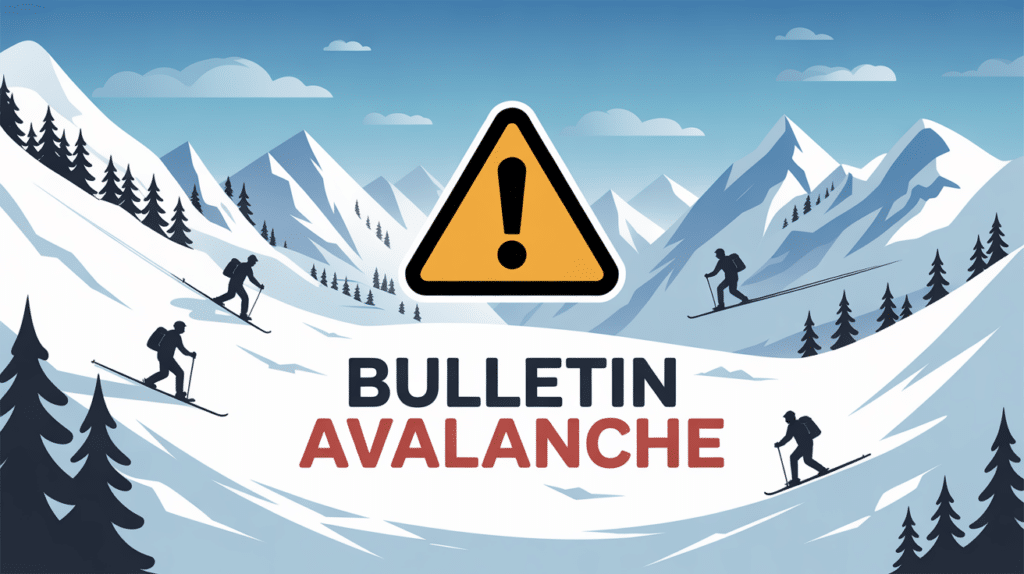 Panorama montagne enneigee skieurs alerte avalanche