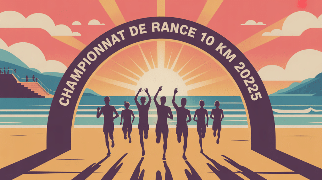 depart course plage Biarritz silhouettes coureurs championnat
