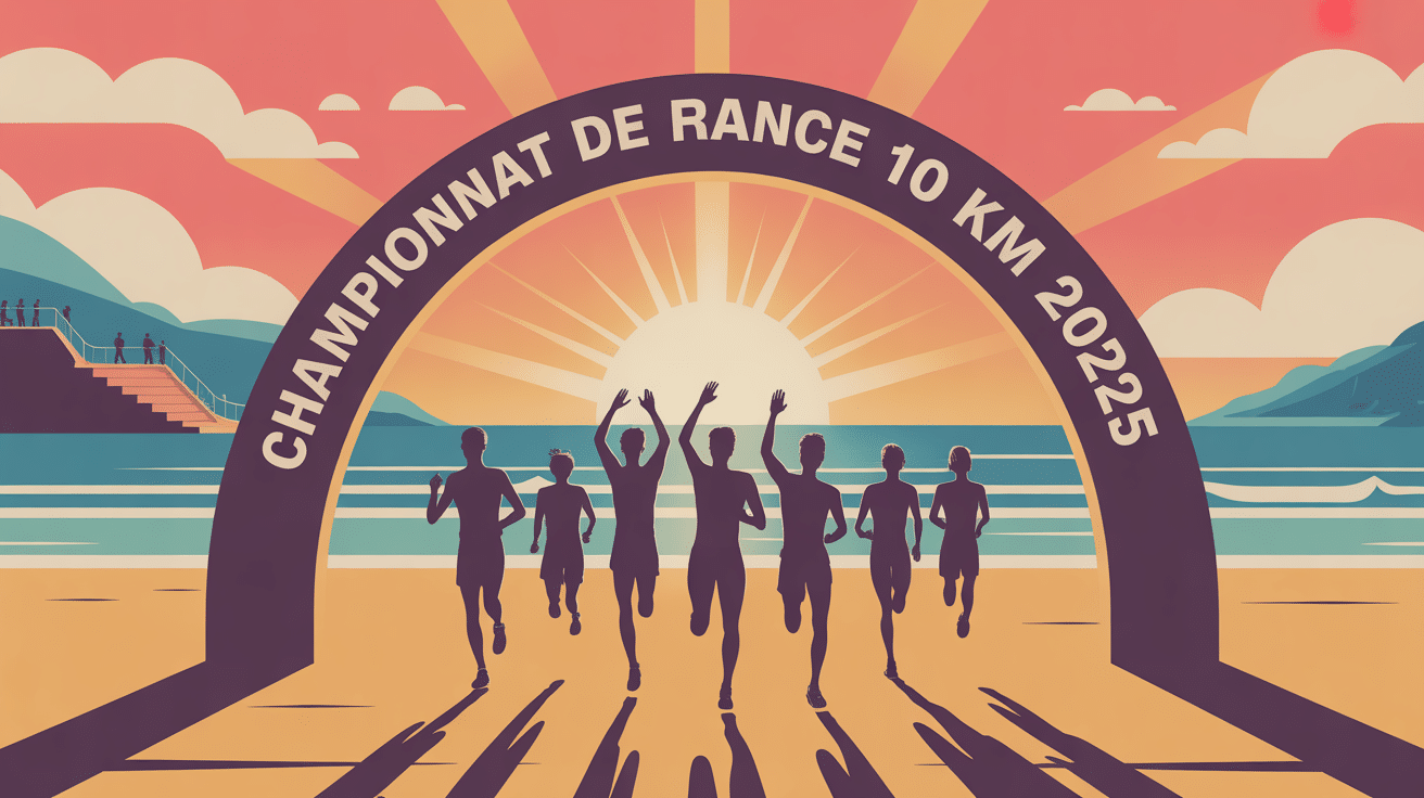 depart course plage Biarritz silhouettes coureurs championnat