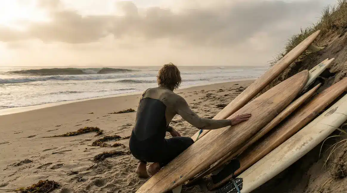 surfeur choisit planche surf plage vagues