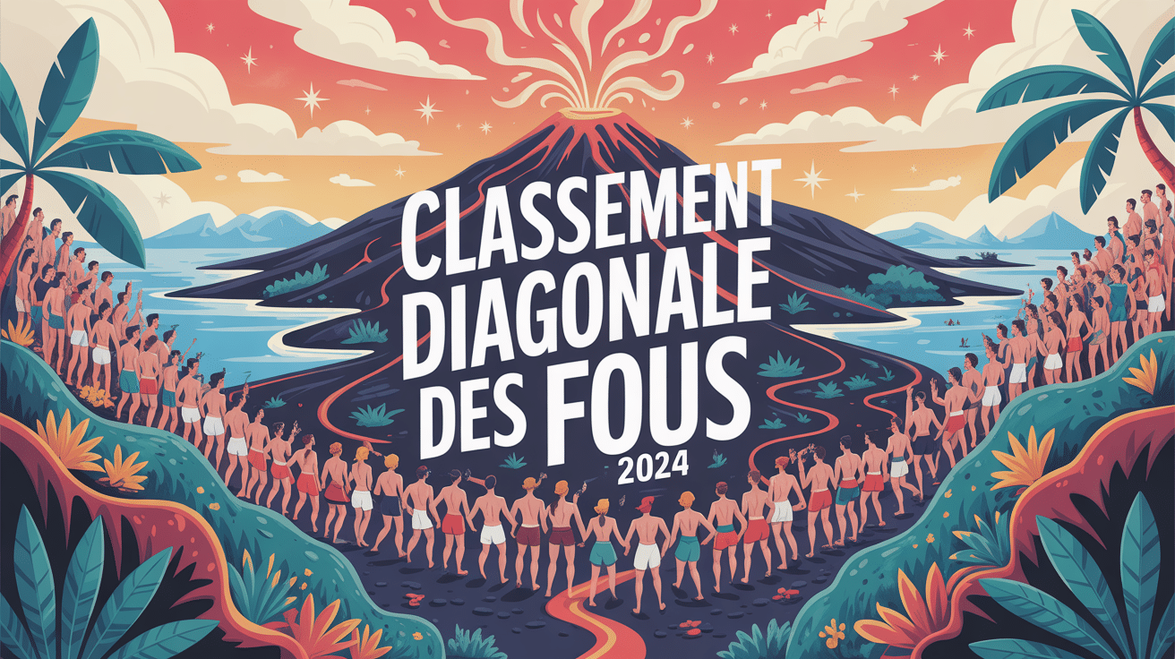 Image des sentiers volcaniques et foule coureurs, classement Diagonale des Fous 2024