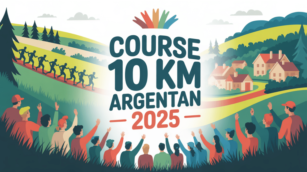 Paysage normand course 10 km Argentan 2025, coureurs et village