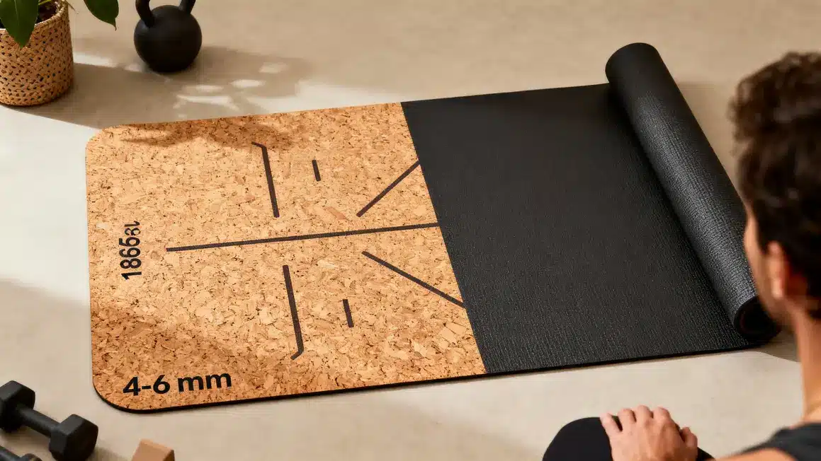 tapis yoga liège caoutchouc dimensions 186x65 cm