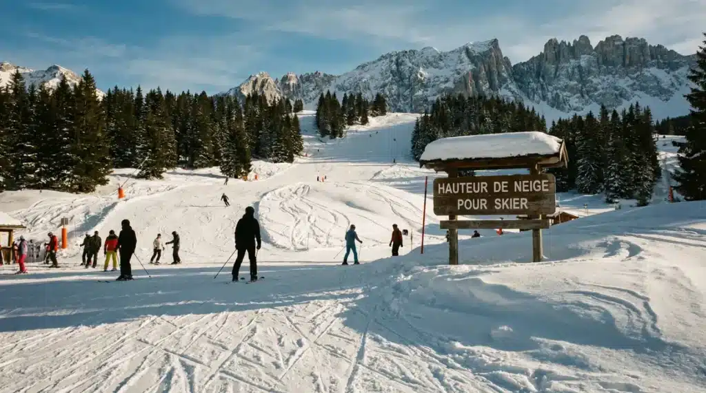 hauteur de neige pour skier scène montagne pistes enneigées