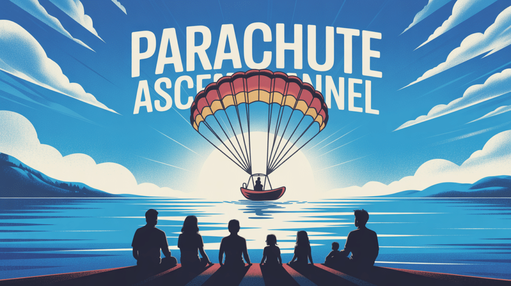 parachute ascensionnel tiré bateau mer ciel bleu