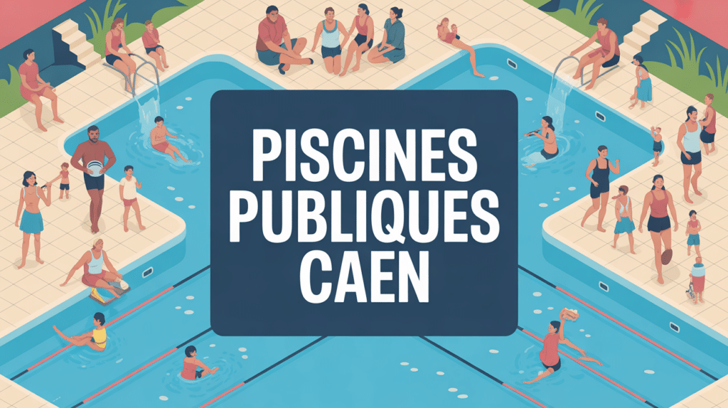 Piscines publiques Caen dessin familles sportifs accueil