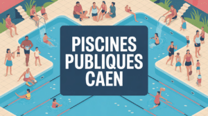 Piscinas públicas Caen dibujando familias deportivas casa