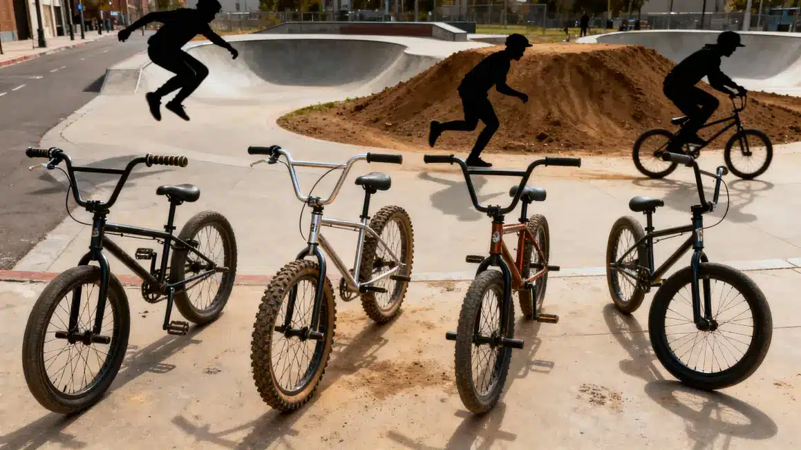 Types BMX côte à côte freestyle race dirt flatland