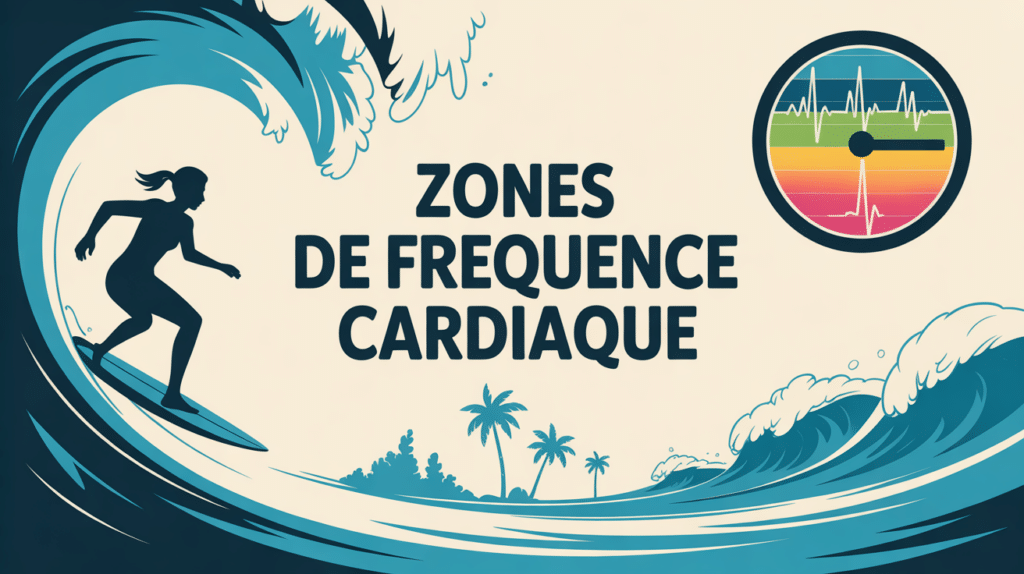 silhouette surf montre cardio vagues zones de frequence cardiaque