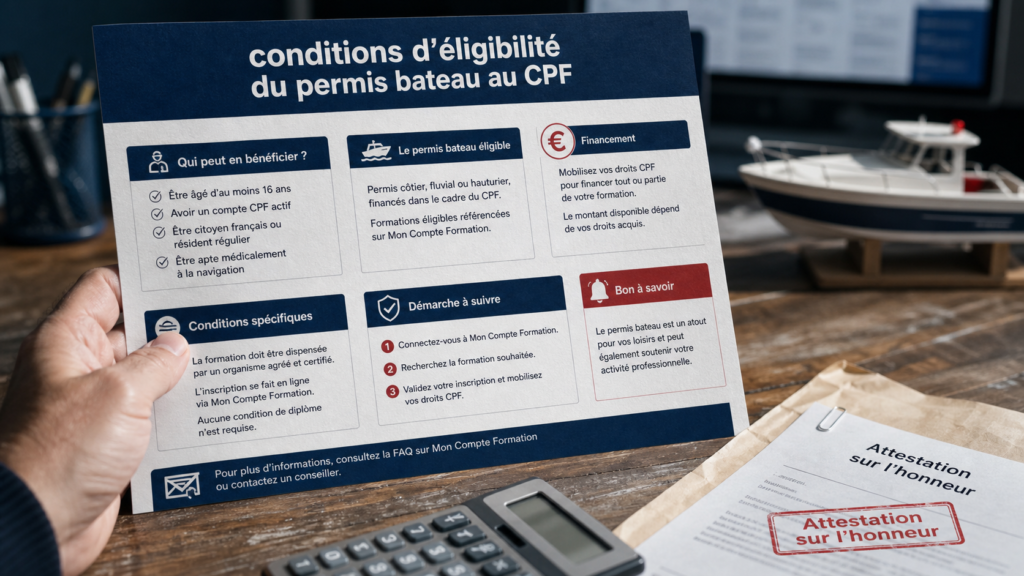 CPF permis bateau : conditions d’éligibilité pour financer le permis bateau