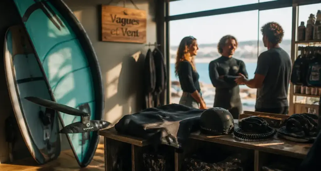 Vagues et vent : équipement nautique à Palavas, casque et néoprène