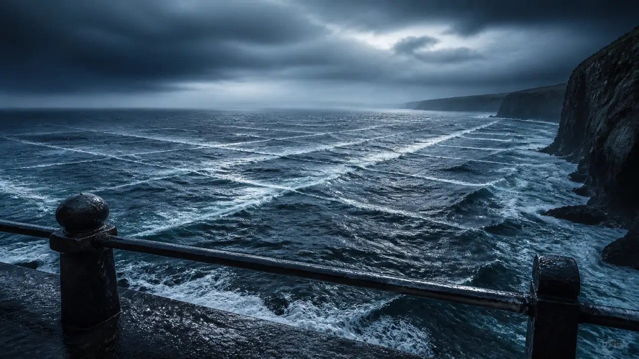 Vague carré sur la mer : houle en damier, navigation difficile