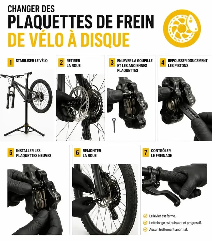 Changer plaquette de frein vélo : étapes du remplacement des plaquettes à disque